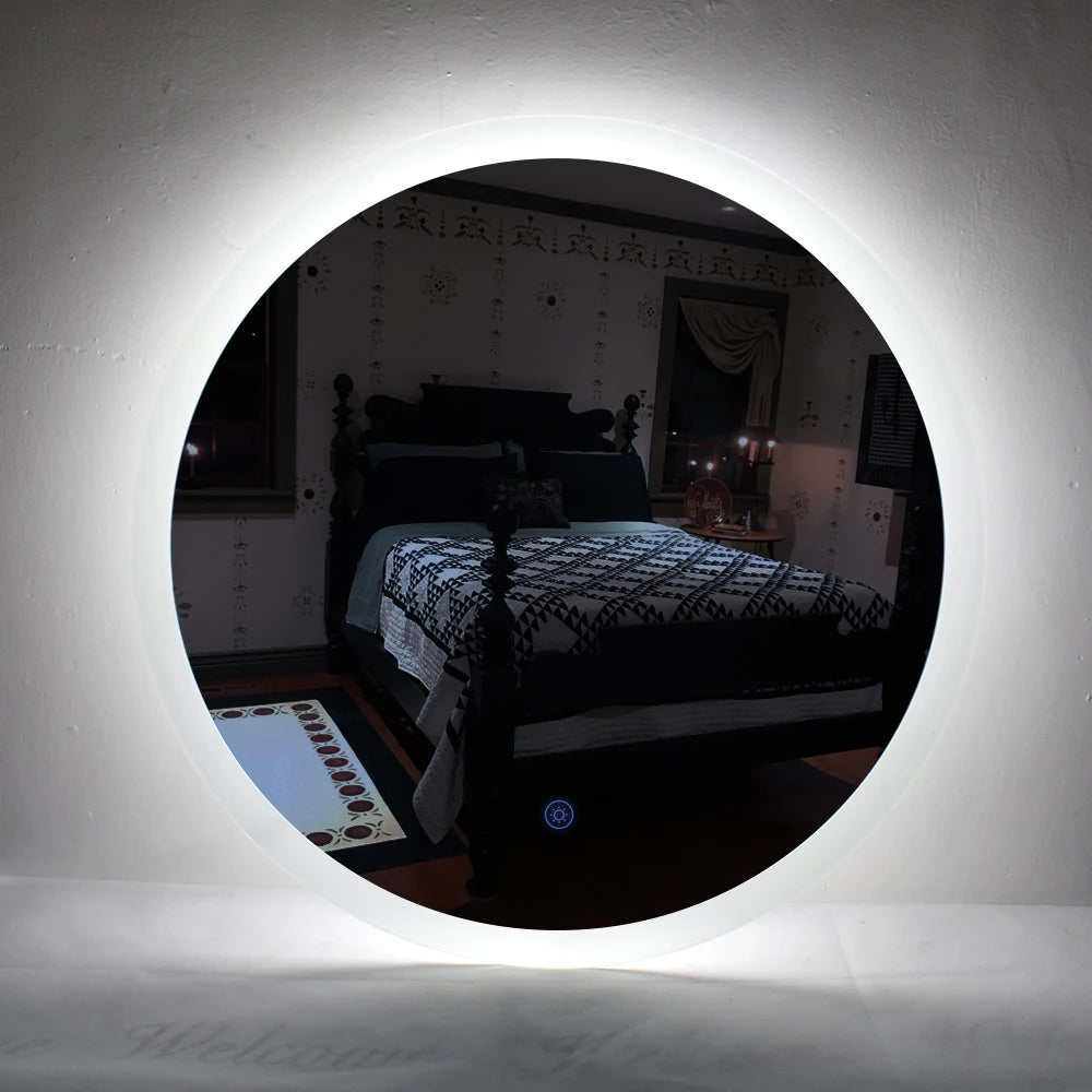 Bathroom Mirror Single Key Mode 24*24 inch Circular Anti Fog LED White Light Belt