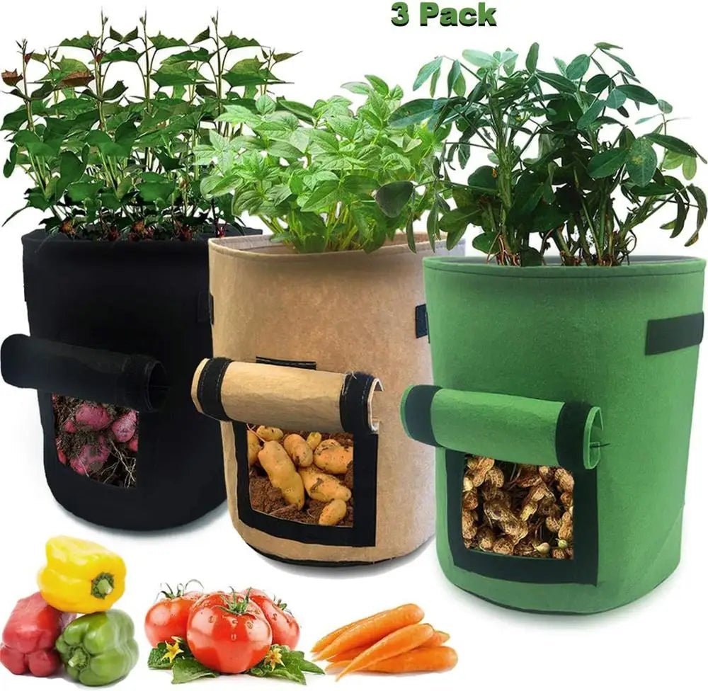 3PCS 7 Gallon growing bag  Fabric Pots  for Vegetables, Tomatoes, Carrots and Onions