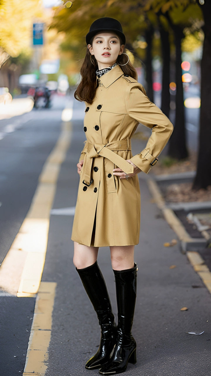 Spring and Autumn Mid Length/Long Length Trench Coat