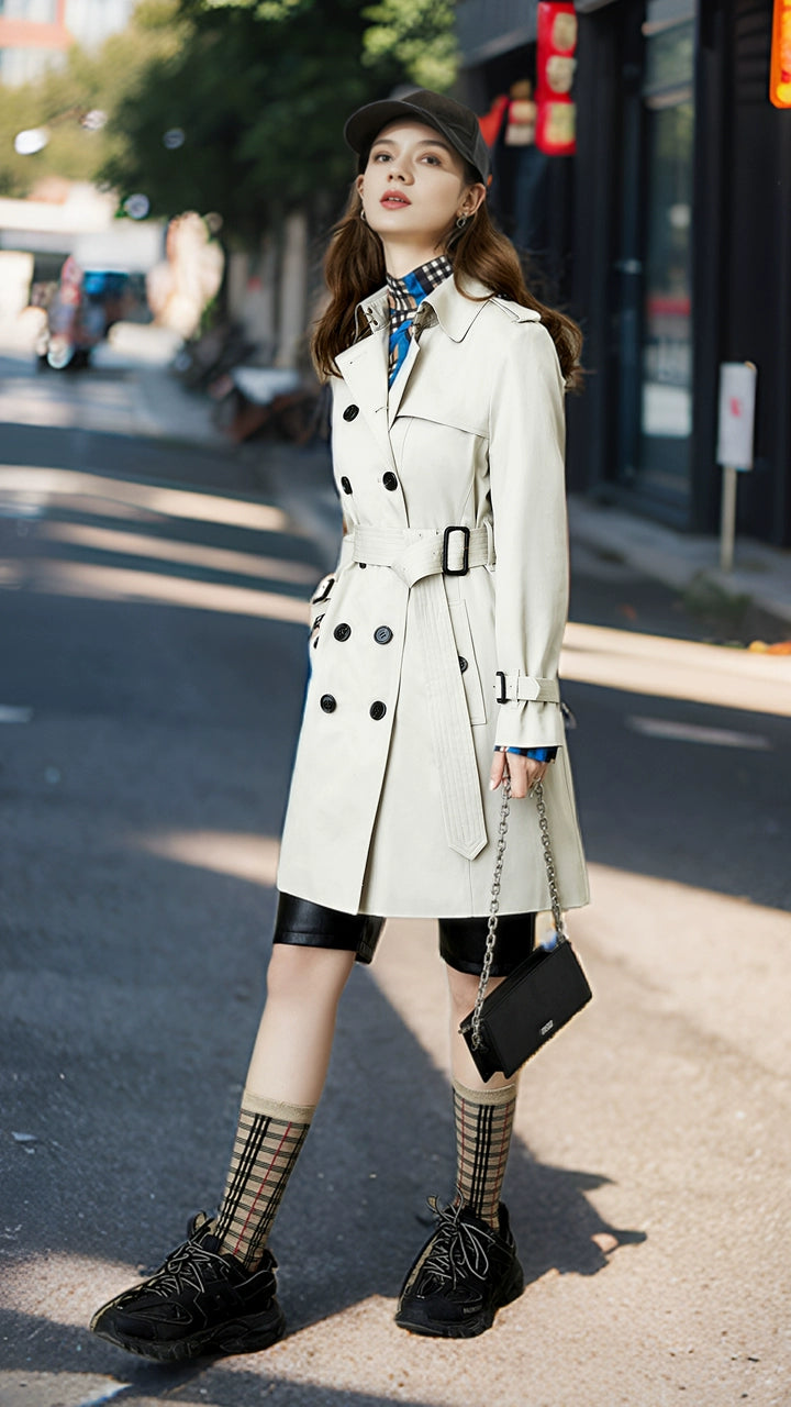 Spring and Autumn Mid Length/Long Length Trench Coat