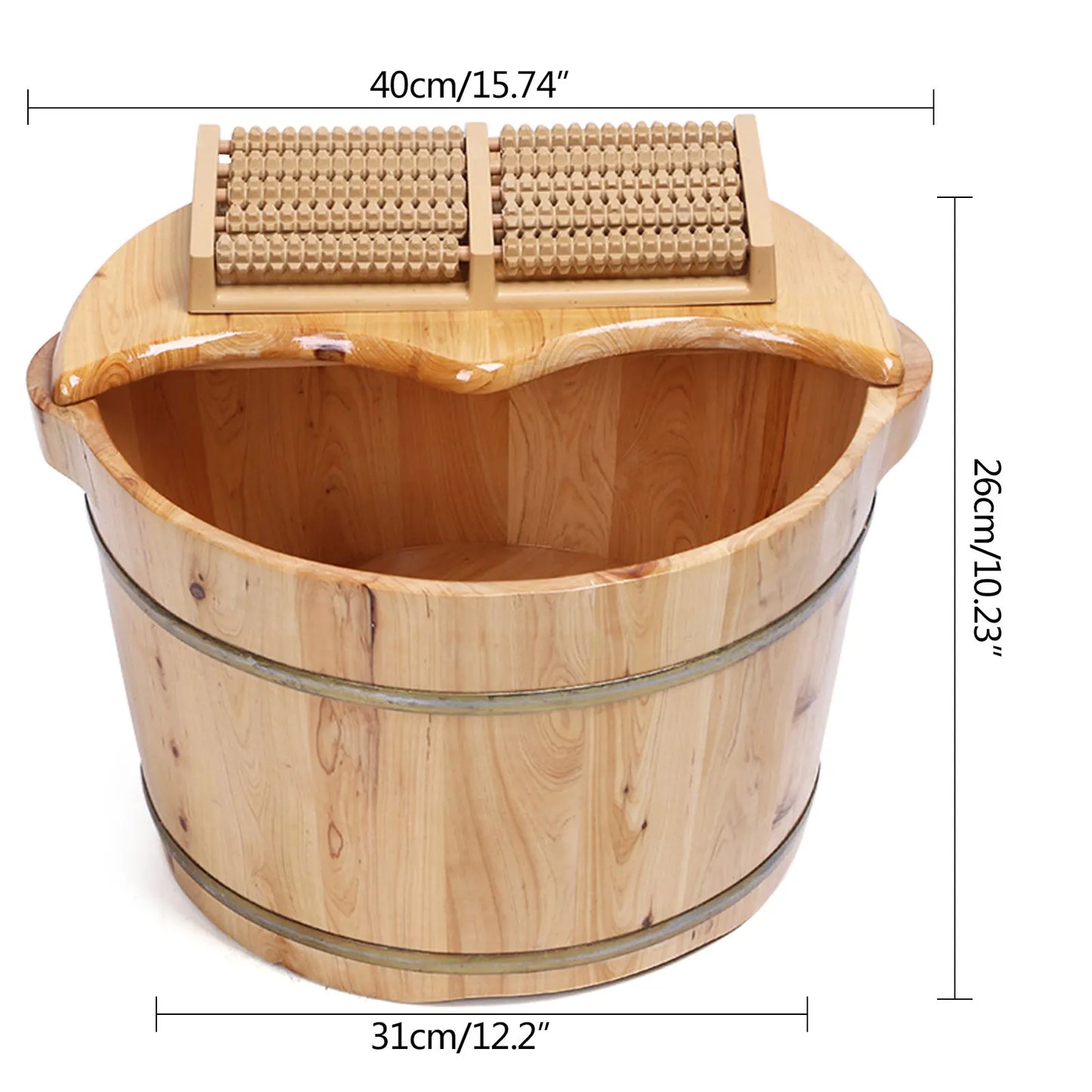 Wood Foot Tub with Massager and lid for Soaking Feet Spa Foot Care