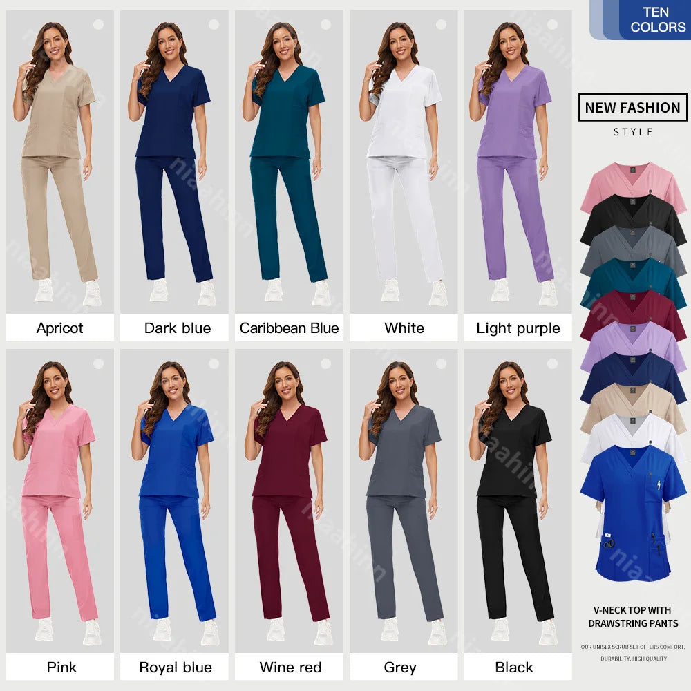 Unisex V-neck Nurse Medical Uniform