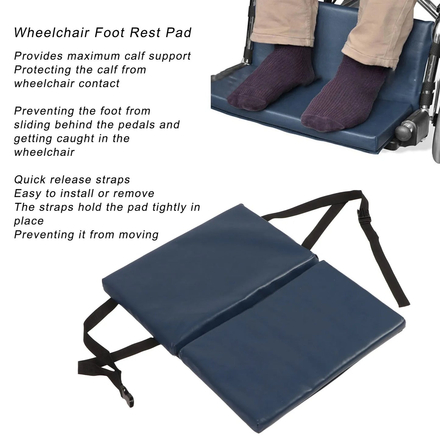 Wheelchair Leg Cushion PU Leather with Quick Release Strap