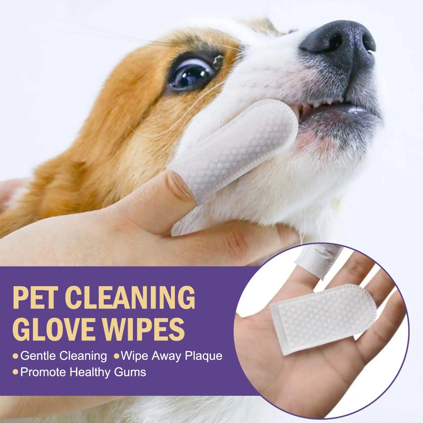 50PCS Cat & Dog Tooth Cleaning Glove Wipes--Convenient-Lemon Flavor