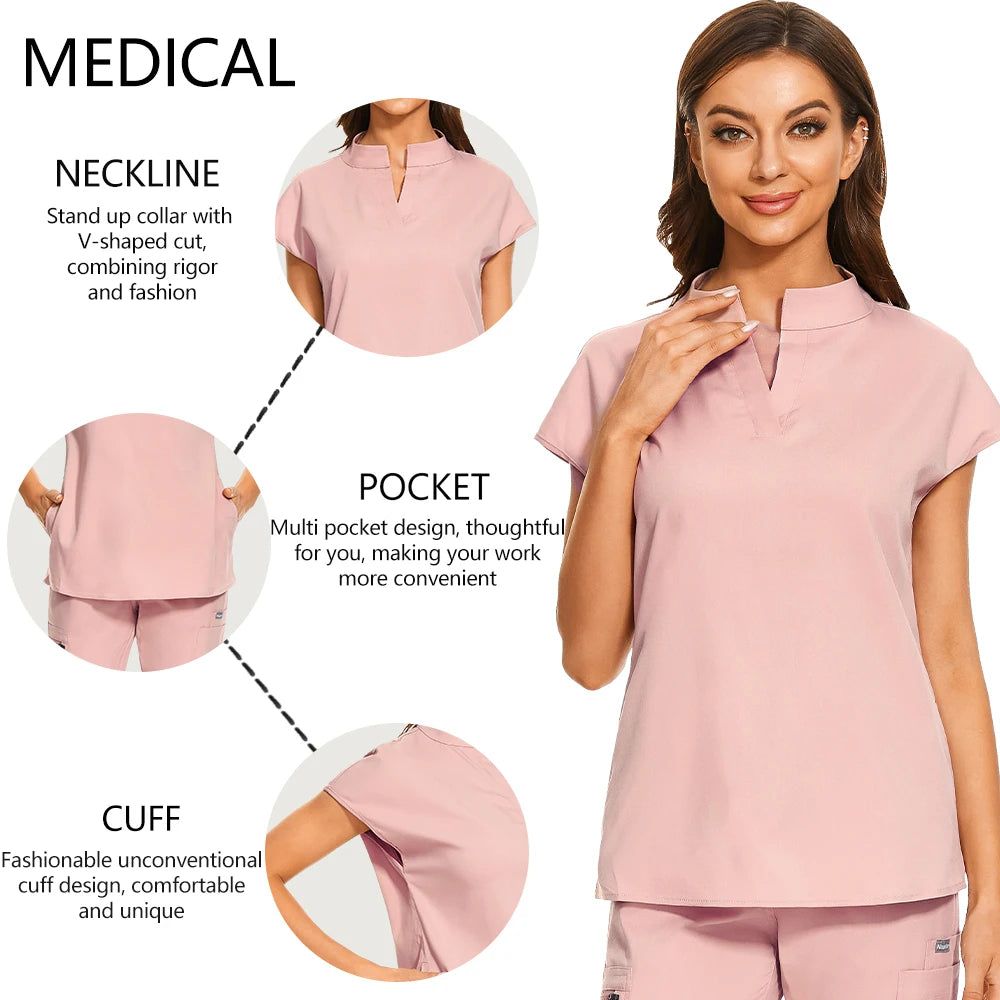 Plus Size Medical Scrubs Set Women