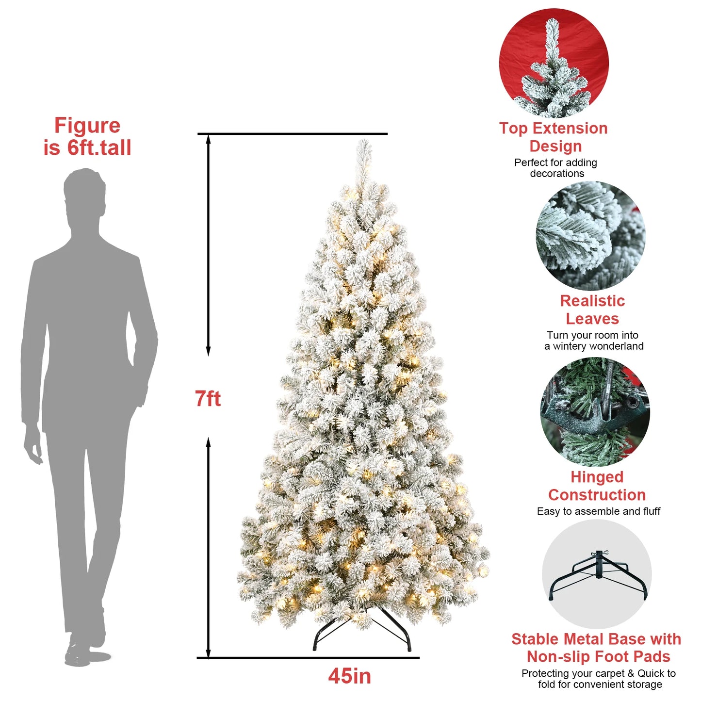 200/300/400LEDs Automatic Open Pre-lit Artificial Christmas Holiday Tree