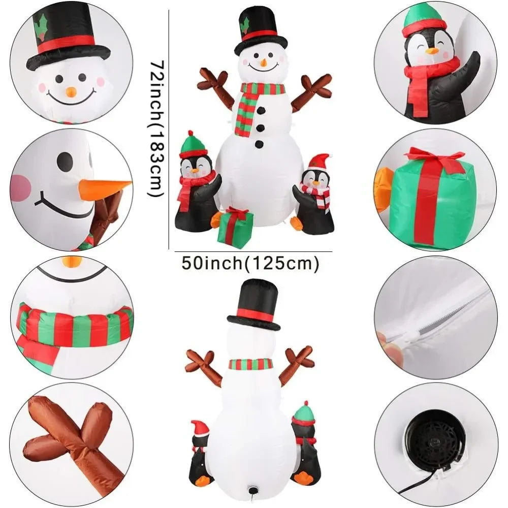 Inflatables 6ft  Christmas  Outdoor Snowman with Penguin Blow Up Yard Decorations