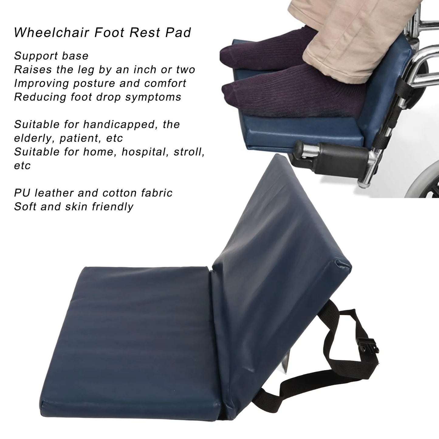 Wheelchair Leg Cushion PU Leather with Quick Release Strap