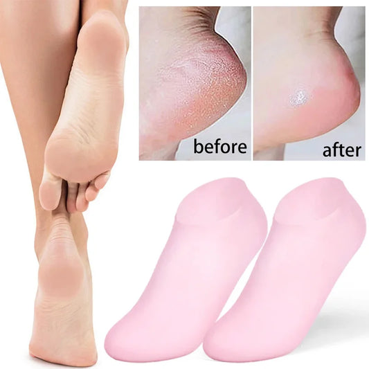 1pair Silicone Moisturizing Foot Socks For Dry Cracked Feet