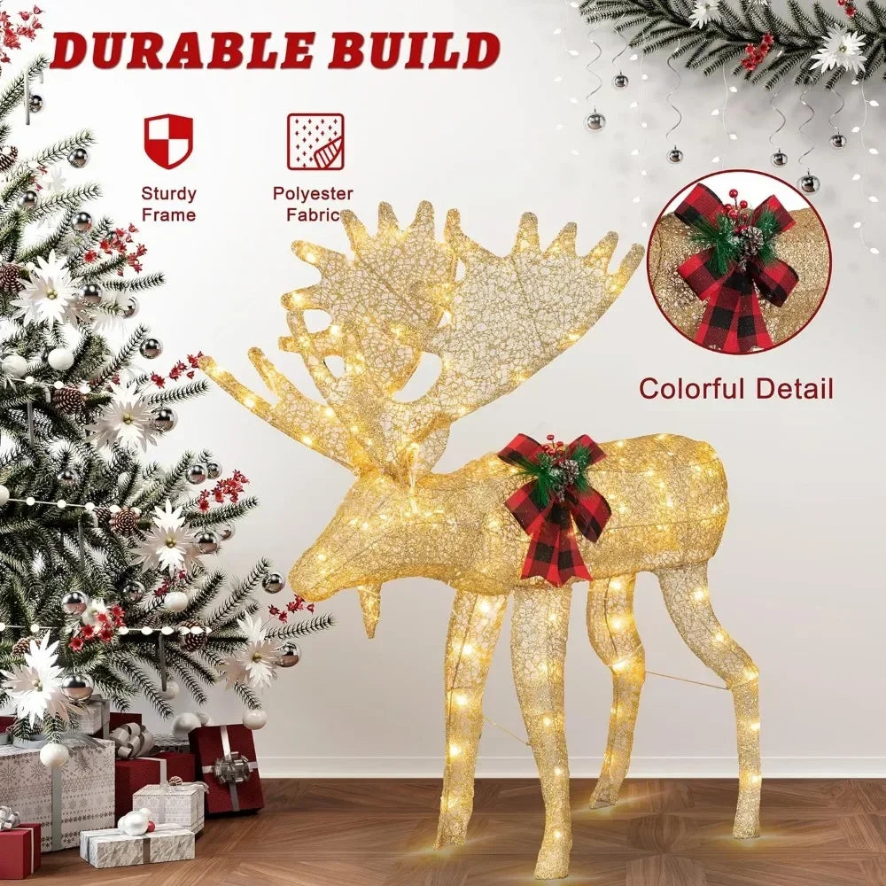 2-Piece Gold Christmas Decor Deer with 170 Warm White LED Lights