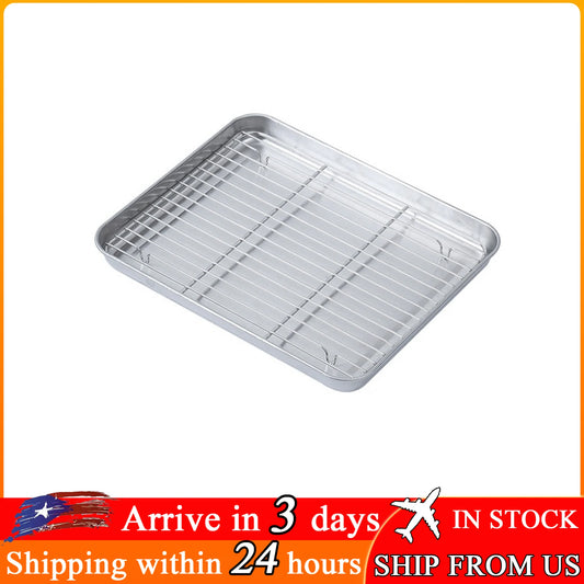 2Pcs Baking Pan Tray With Wire Rack