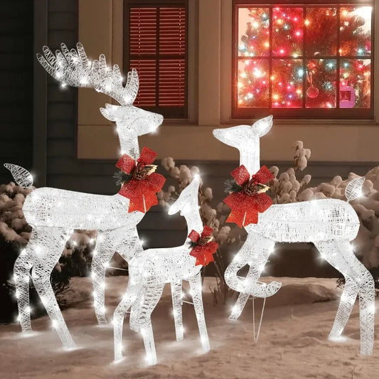 3 Piece Lighted Christmas Reindeer Family Set