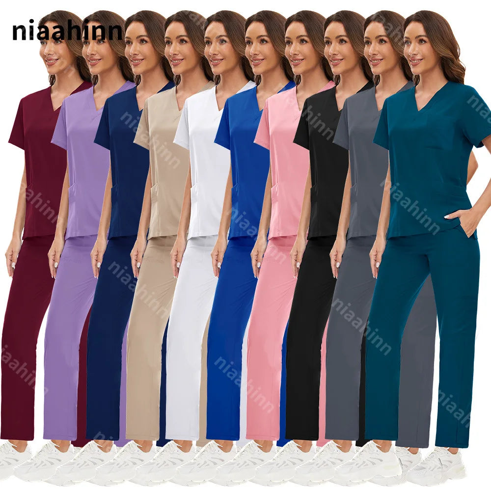 Unisex V-neck Nurse Medical Uniform