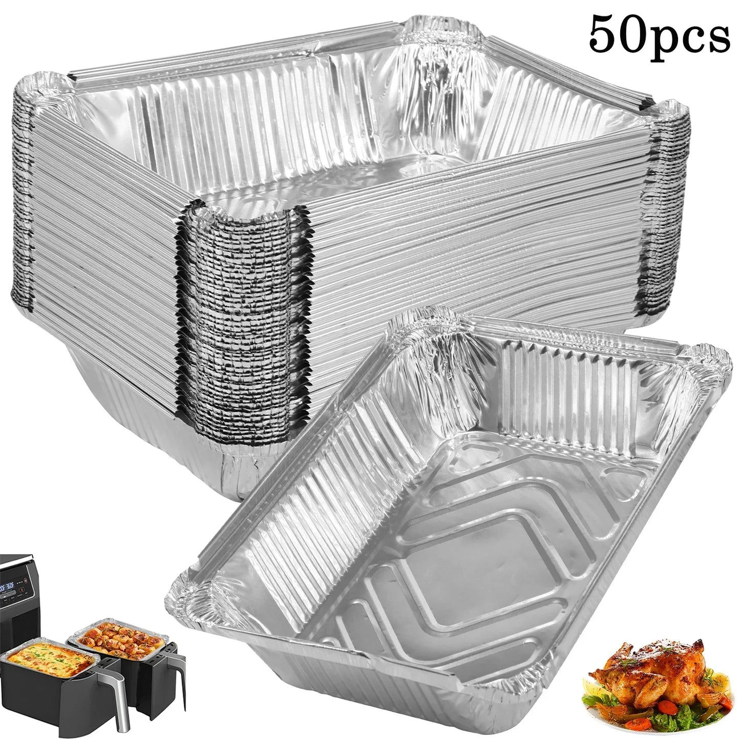 50/100Pcs Aluminum Foil Trays