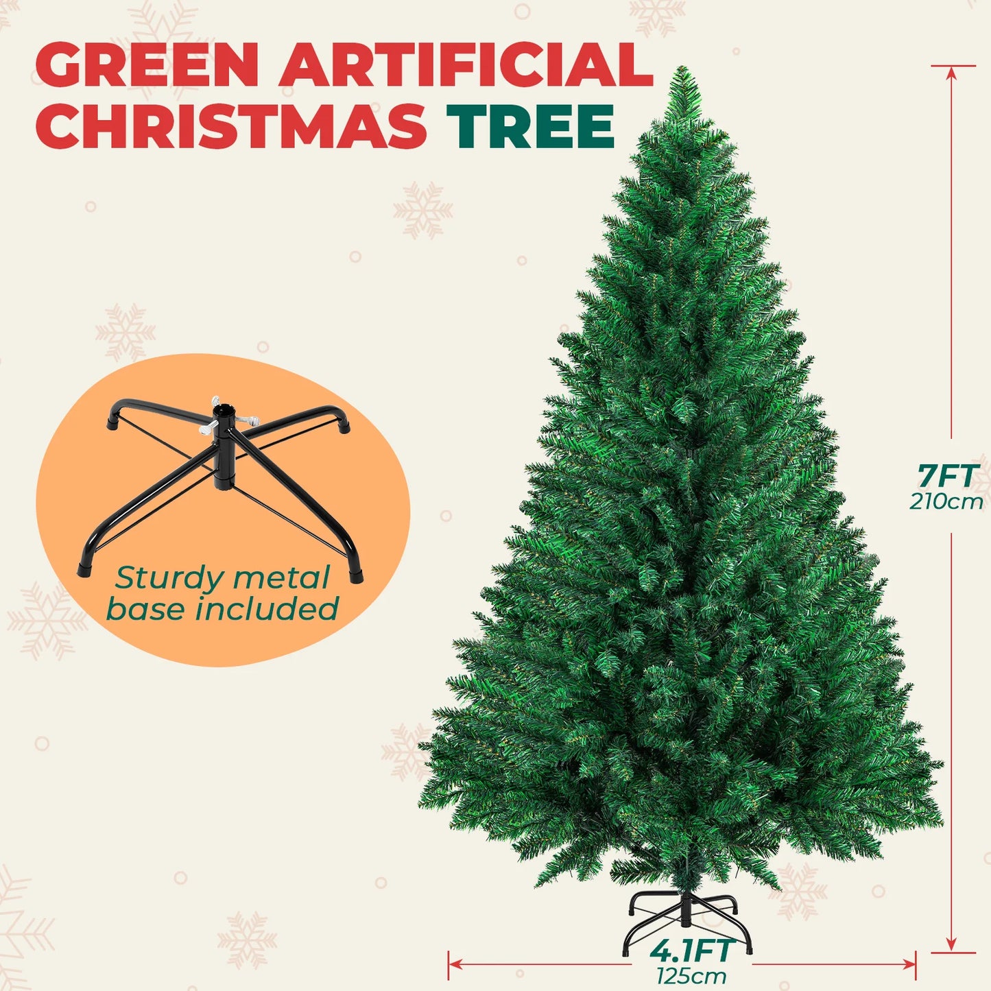 5/6/7/8/10FT Artificial Christmas Tree With Metal Stand