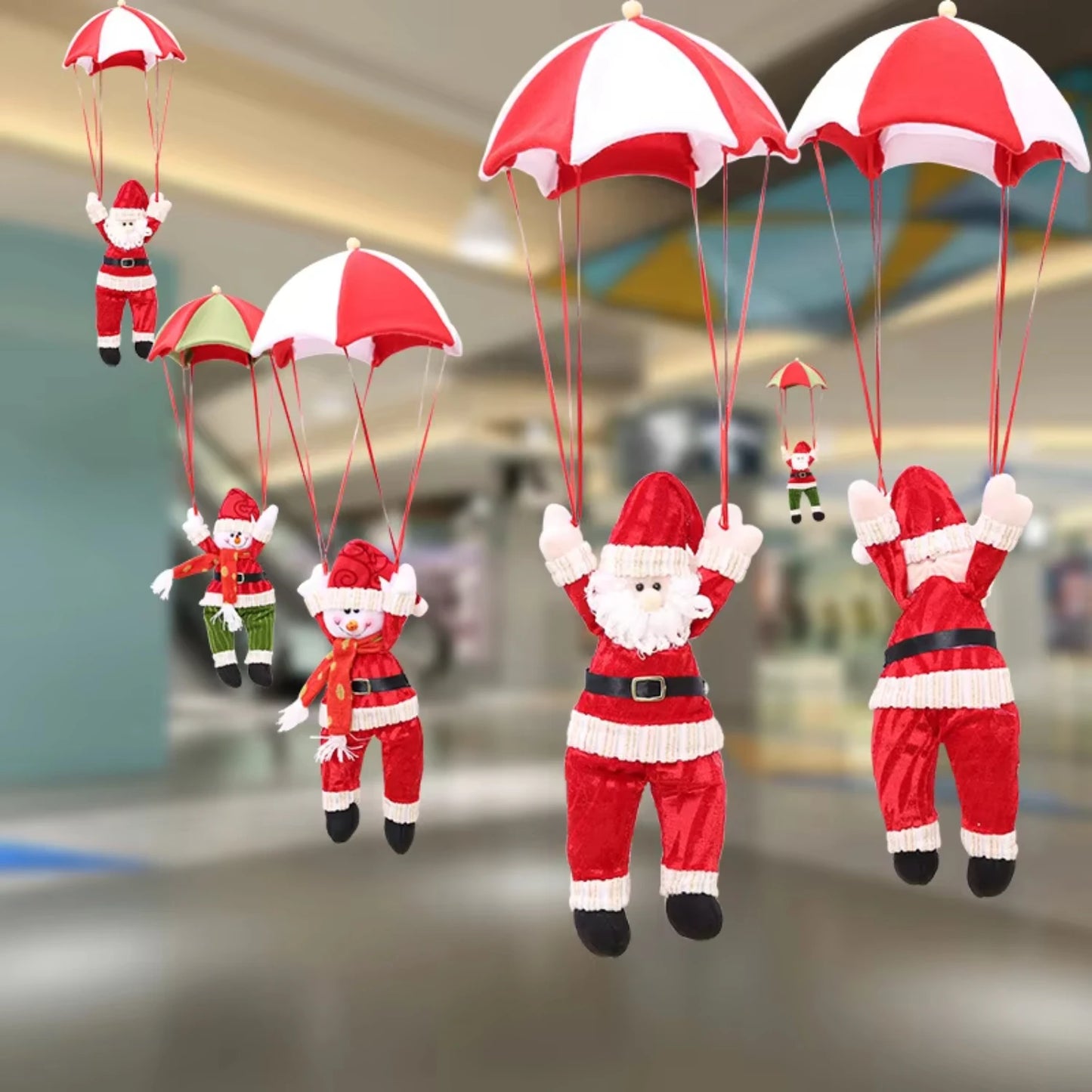 Christmas Doll Parachute Santa Claus Snowman  Ceiling Decorations New Year Xmas Shopping Mall Hanging Pendant Ornaments