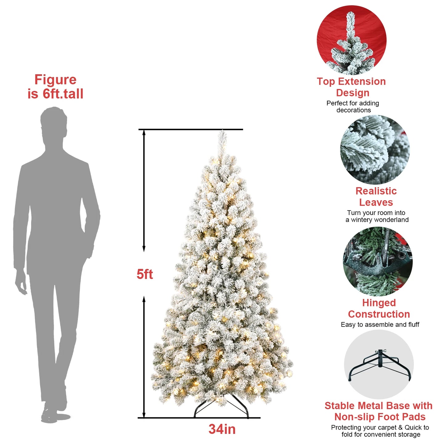 200/300/400LEDs Automatic Open Pre-lit Artificial Christmas Holiday Tree